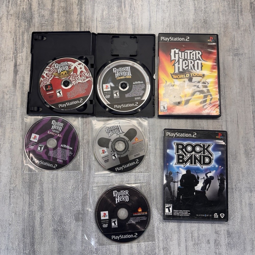 Guitar Hero III Legends Rock Rocks the 80s II Guitar Hero PS2 Video Game Lot